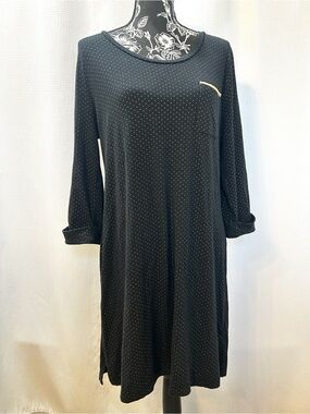 Soma 3/4 Sleeve Sleep Shirt Black Gold Polka Dot Most Loved Cotton Women L